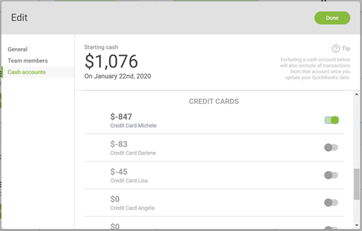 Enable Credit Card forecasting in settings